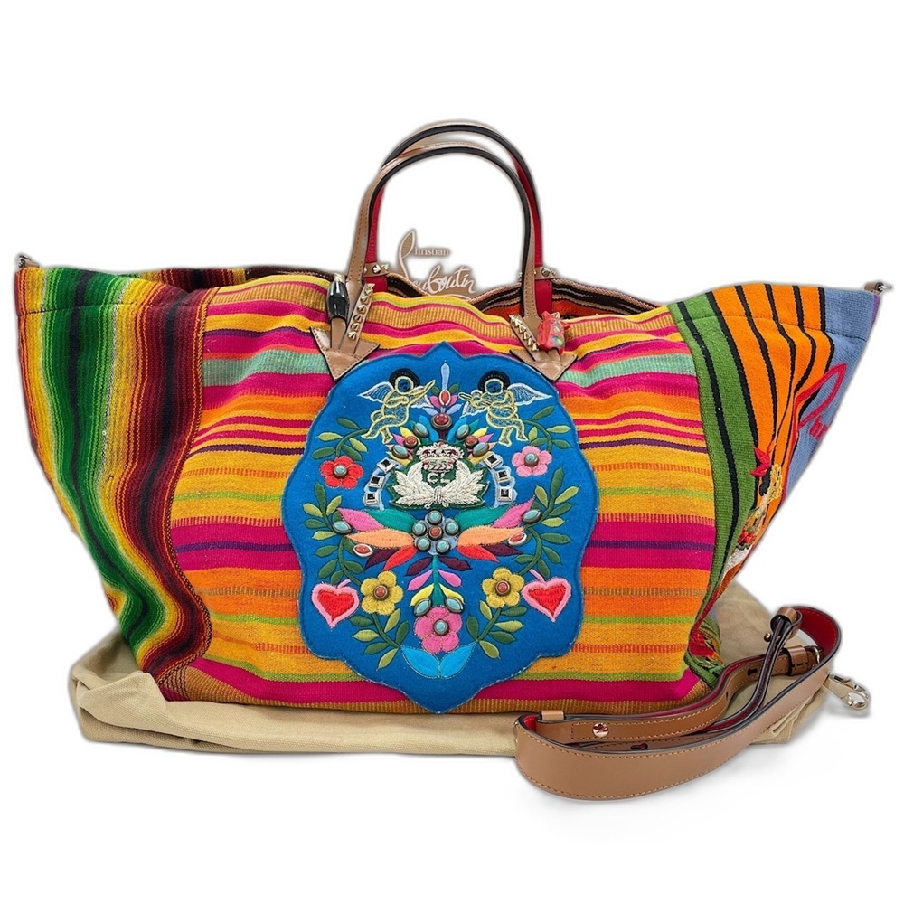 Christian Louboutin Canvas Mexicana Embroidered Tote Bag, Multicolor